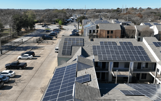 Solar panels on apartment building